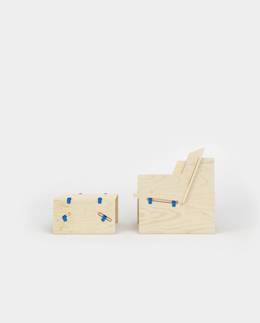 Fauteuil et table basse en bois design