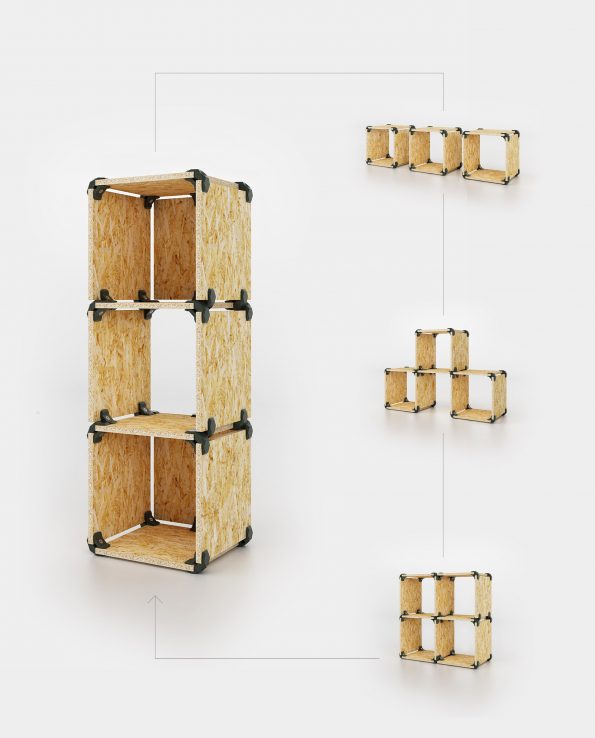 Cubes de rangement modulaires en OSB
